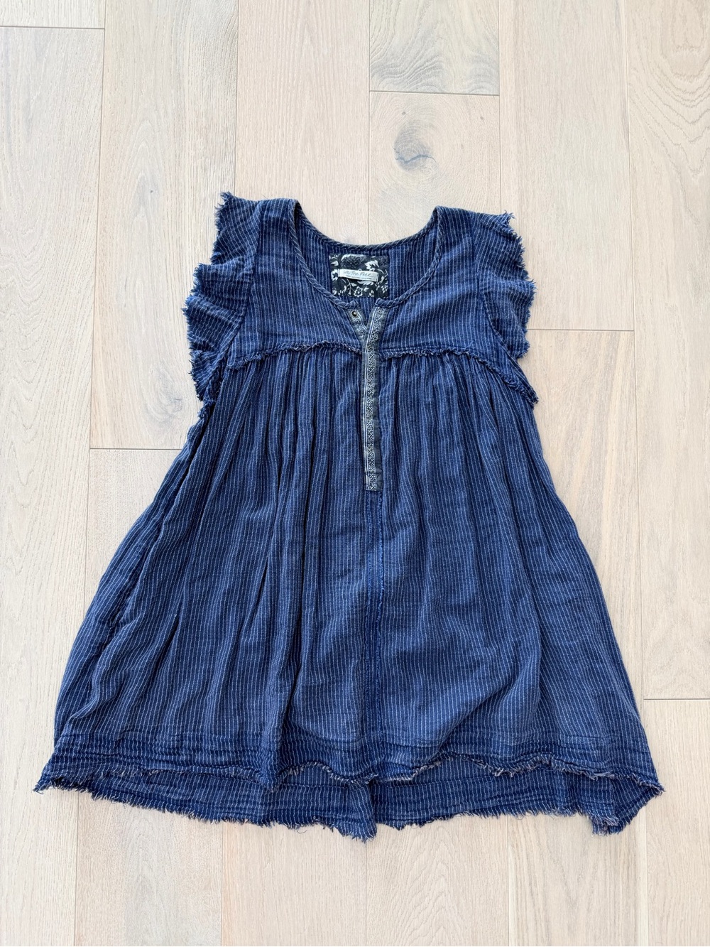 We The Free Navy Ruffle Sleeve Tunic